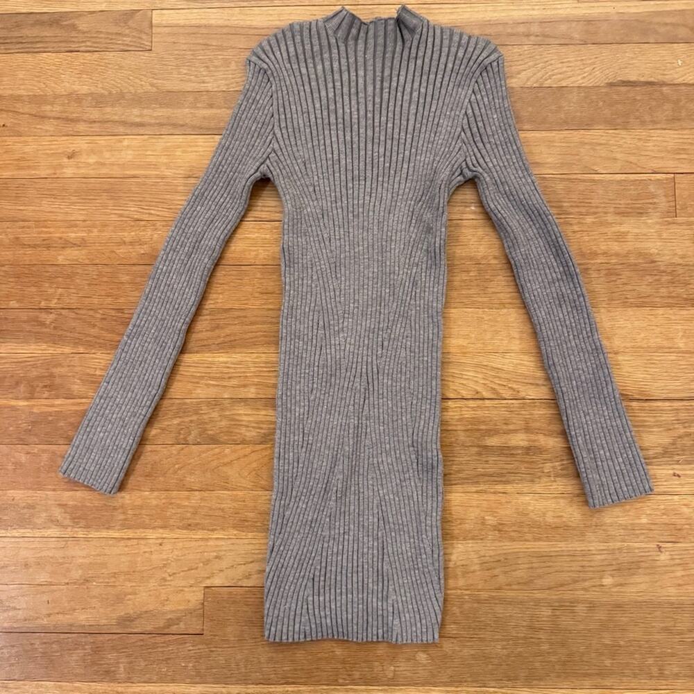 SHEIN grey ribbed mock neck knit bodycon mini dress size medium M
b76